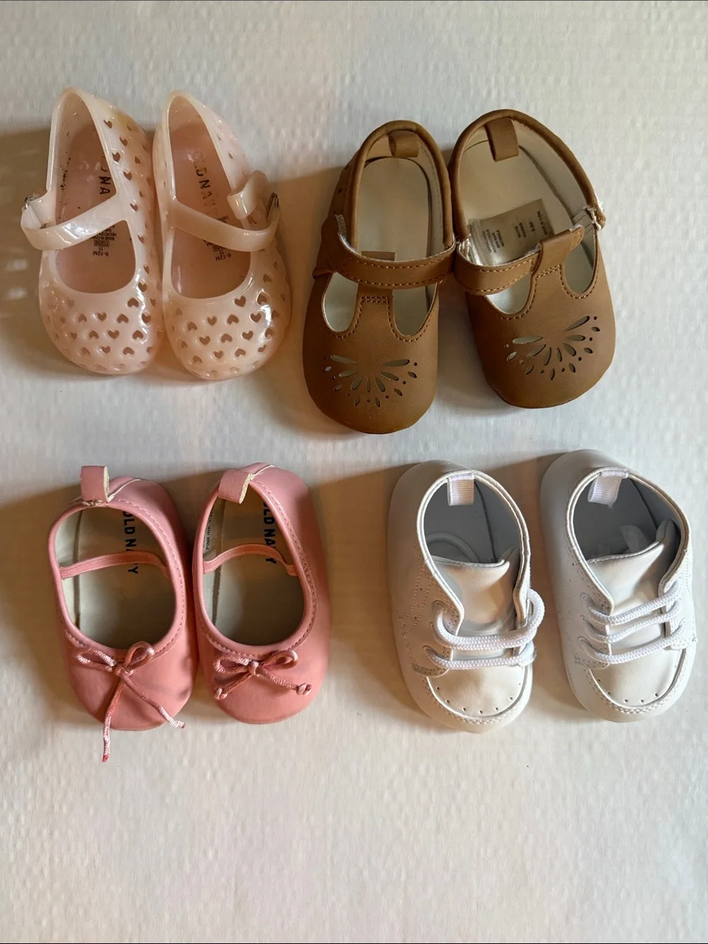 Baby Girls Pink Mary Jane Ballet Flats, jelly shoes, Dress Shoes & White Walkers
